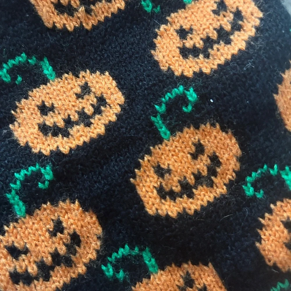 Halloween Dog Sweater with Multi Pumpkin Smiley Face, Small- EUC
